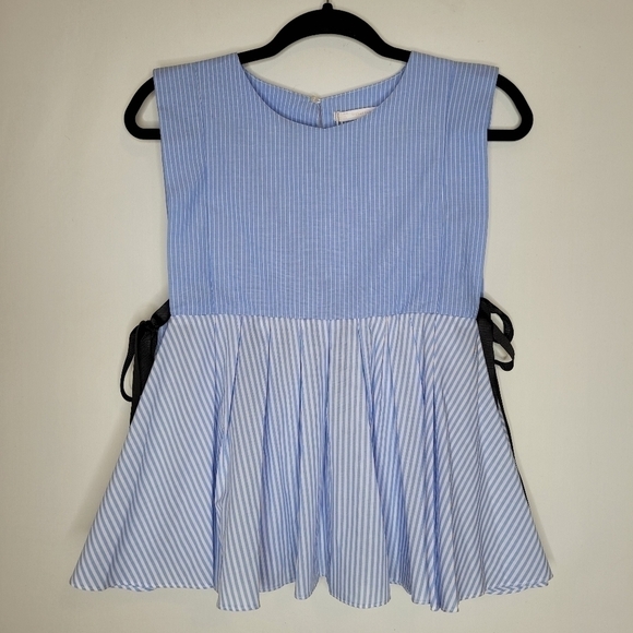 Zara Blue and White Striped Peplum Top - Picture 2 of 13
